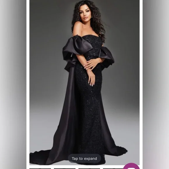 JOVANI 42137 beaded black formal dress strapless gown GORGEOUS NEW NWT - Picture 9 of 12